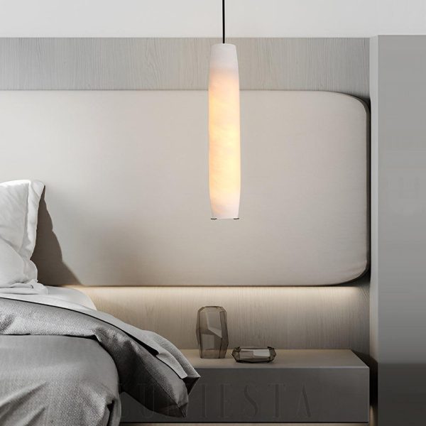 Luksusowa lampa wisząca Alabaster Flute biały kształt 38cm