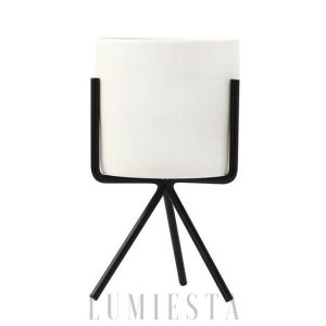 Eleganckie potrójne stojaki na doniczki — biało-złote