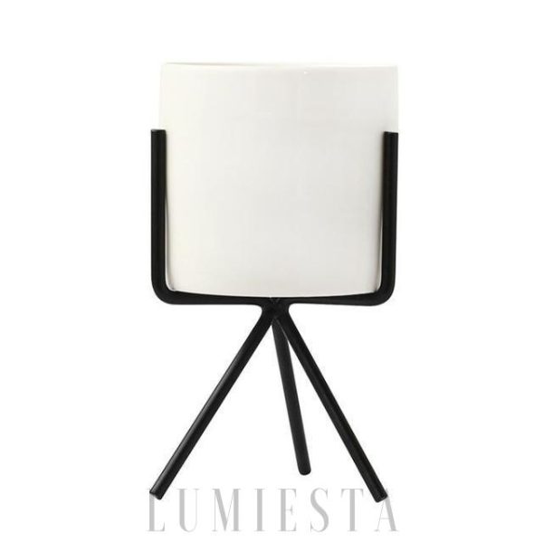 Eleganckie potrójne stojaki na doniczki — biało-złote