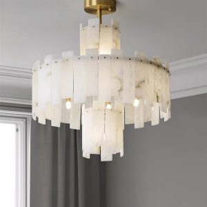 Regina - Żyrandol okrągły Alabaster, mosiądz 60/80/100 cm