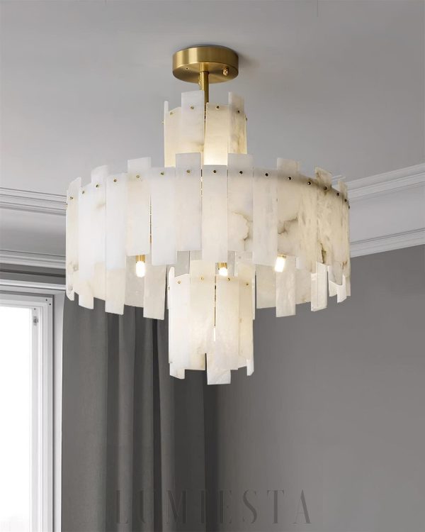 Regina - Żyrandol okrągły Alabaster, mosiądz 60/80/100 cm