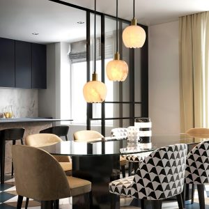 Lilin - Lampa wisząca z alabastru biała 13/15 cm