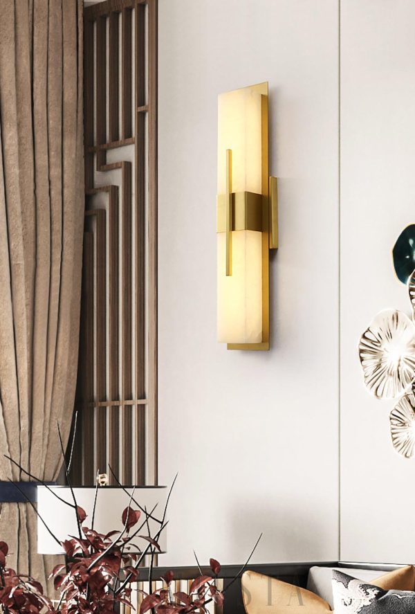Nowoczesna lampa ścienna alabastrowa w kształcie sześcianu