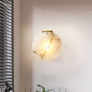 Krakatau - Luksusowa okrągła lampa ścienna alabastrowa