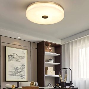 Bilbao - Alabastrowa lampa sufitowa okrągła złoto-biała, plafon Ø 30,40,50,60cm