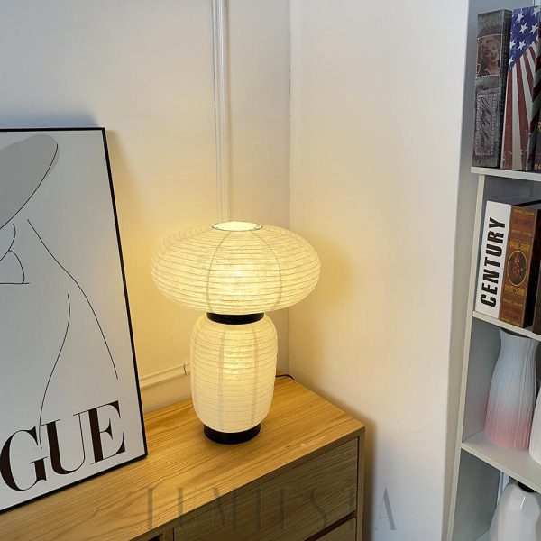 Formakami - Lampka stołowa azjatycka, biało-czarna 38 cm