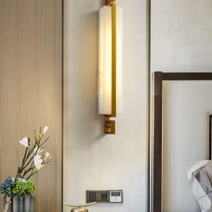 Kyzylkum - Nowoczesna lampa ścienna alabastrowa, miedziana