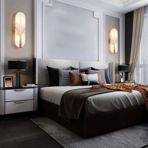 Borneo - Lampa ścienna mosiężna, klosz alabastrowy 13×40cm