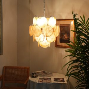 Lampa sufitowa Vintage Murano Złoty Szklany Żyrandol 45cm