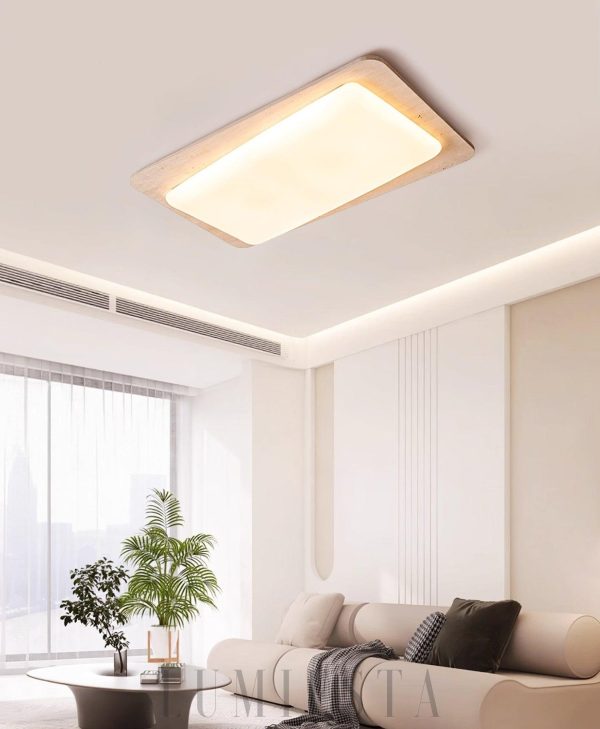 Elegancka prostokątna trawertynowa lampa sufitowa 93x54cm