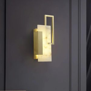 Merapi - Elegancka mosiężna lampa ścienna z alabastrem 30 cm