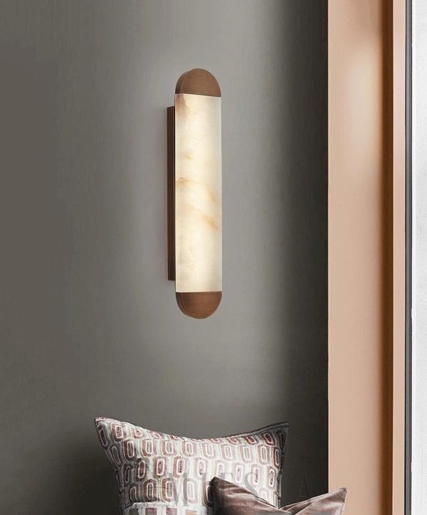 Luksusowy alabastrowy kinkiet cylindryczny 12x100 cm ciepła