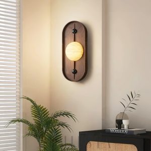 Bezel - Ścienna lampa alabastrowa orzech, ciepłe światło