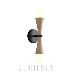 Luksusowy kinkiet klepsydra z trawertynu, beżowo-czarna, 44cm, 2-punktowy