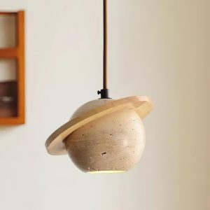 Lampa wisząca Planet Travertine stylowa kula 20cm 14cm