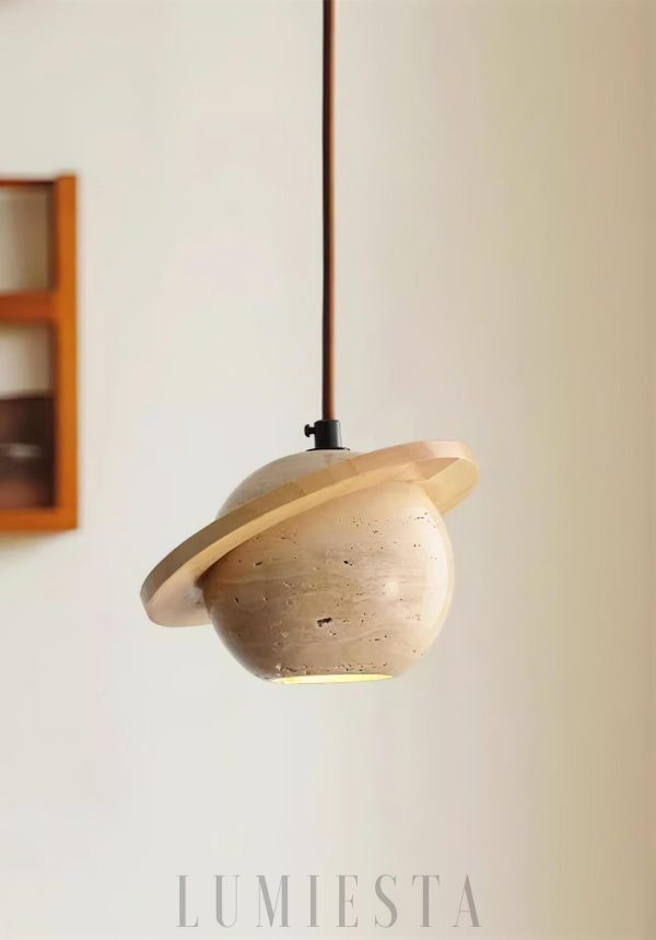 Lampa wisząca Planet Travertine stylowa kula 20cm 14cm