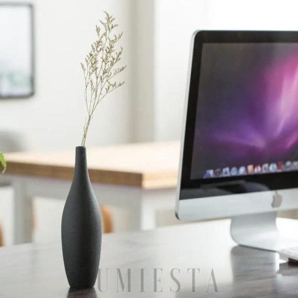 Nowoczesny ceramiczny wazon butelkowy - szary/czarny