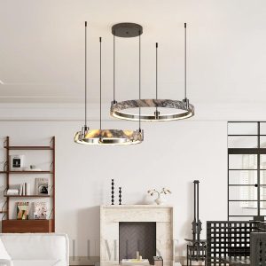 Żyrandol marmurowy okrągły biały czarny średnica 49 65cm