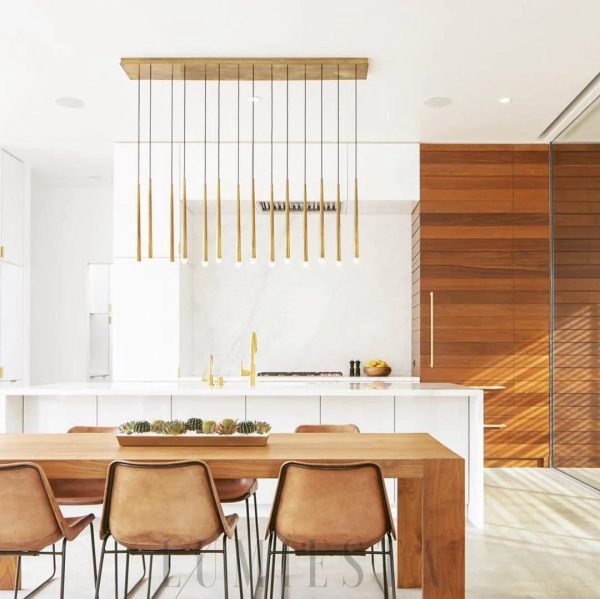 Anelo - Lampa wisząca mosiężna z kryształami 10-ramienna