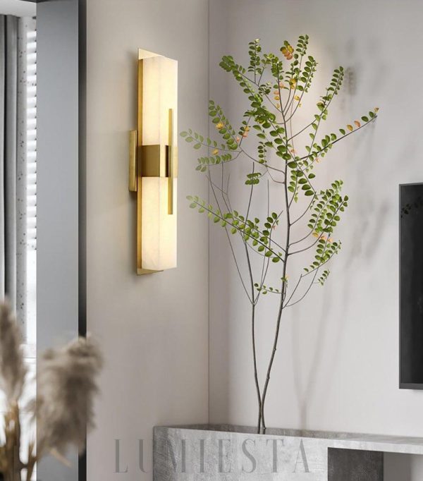 Nowoczesna lampa ścienna alabastrowa w kształcie sześcianu