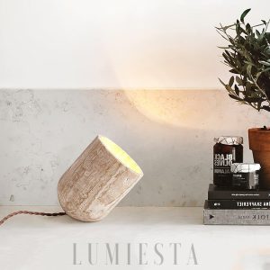 Lampa stołowa Cylinder Amidori z żółtego trawertynu 17cm
