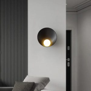 wm_6903255475506128459.jpg Nowoczesna biało-czarna lampa ścienna z okrągłym kloszem