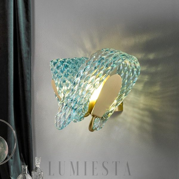 Orkney - Nowoczesna lampa ścienna z niebieskiego szkła