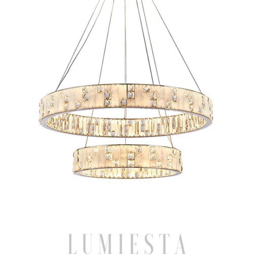 Luksusowy okrągły żyrandol alabastrowy kryształowy do salonu