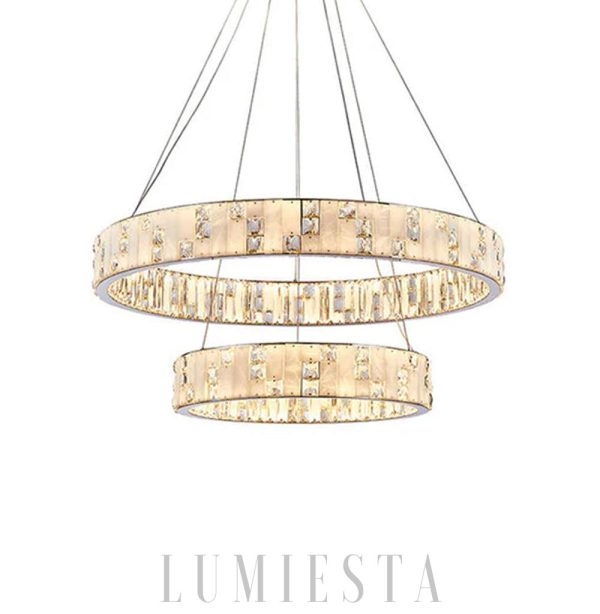 Luksusowy okrągły żyrandol alabastrowy kryształowy do salonu