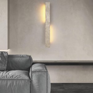 Elegancki travertynowy prostokątny kinkiet 50 cm beżowy LED