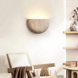 Arc Bowl - Beżowa lampa ścienna z travertynu 20cm elegancja