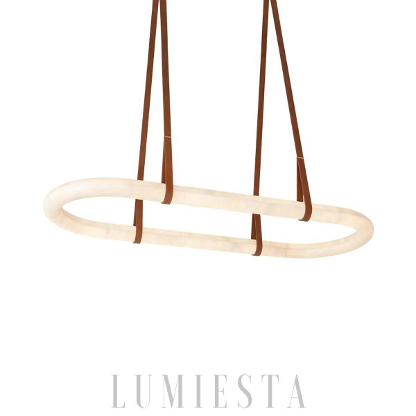 Aurelia - nowoczesna lampa wisząca nad wyspę owalna z alabastru - 100/120cm