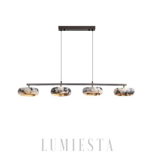 Lampa wisząca 115cm białe marmurowe pierścienie ciepła