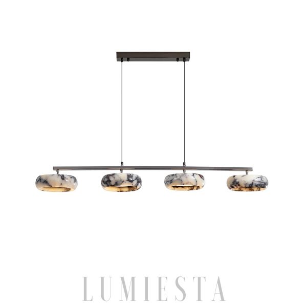 Lampa wisząca 115cm białe marmurowe pierścienie ciepła