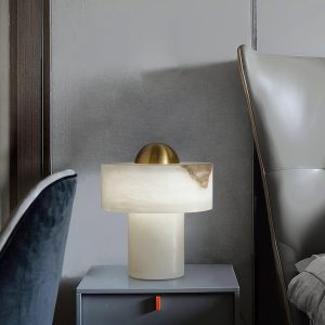 Monaco - Alabastrowa lampa stołowa 25 cm, biała, nowoczesna