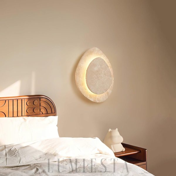 Elegancki kinkiet Alice trawertynowy owal LED 26x32cm beżowy