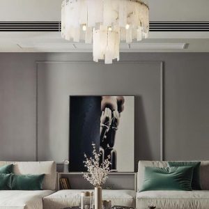 Regina - Żyrandol okrągły Alabaster, mosiądz 60/80/100 cm