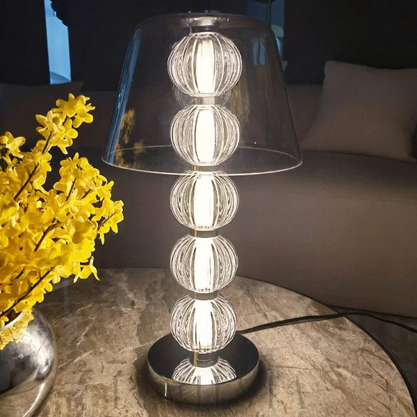 Namib - Lampa stołowa srebrna 26cm nowoczesny styl LED