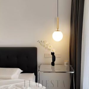 Lampa wisząca Bosso Alabaster mosiądz biały 12cm 35cm