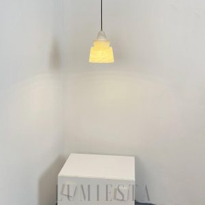 Nowoczesna lampa wisząca z alabastru Ø18 cm, biała
