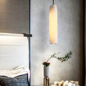 Luksusowa lampa wisząca Alabaster Flute biały kształt 38cm