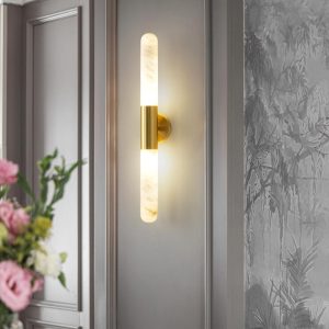 Sulawesi - Cylindryczna lampa ścienna z alabastru 65 cm