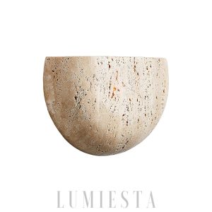 Arc Bowl - Beżowa lampa ścienna z travertynu 20cm elegancja