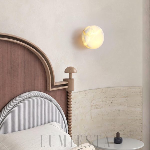 Domino - Lampa ścienna cylindryczna z alabastru w mosiądzu