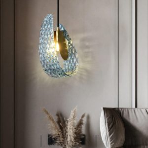  Islay - Lampa wisząca niebieskie szkło mosiężna 13cm x 23cm