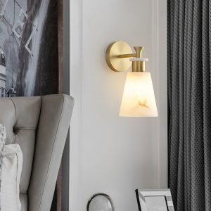 Galapagos - Kinkiet stożkowy alabastrowy, kolory, 12×25 cm