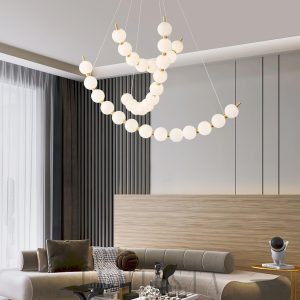 Cheltenham - Lampa wisząca z akrylowymi perłami, mosiądz