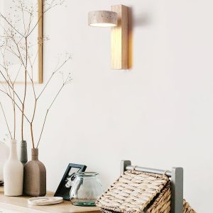 Grove Beam - Lampa ścienna  z travertynu i drewna 10cm 23cm