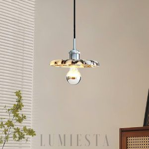 Okrągła lampa wisząca marmurowa chromowana do jadalni