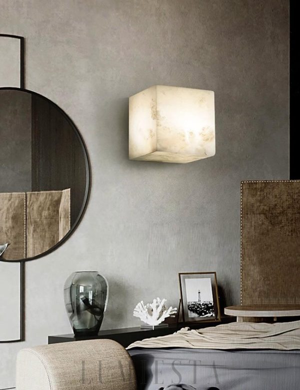 Jebel - Nowoczesny kwadratowy kinkiet alabastrowy 12 cm